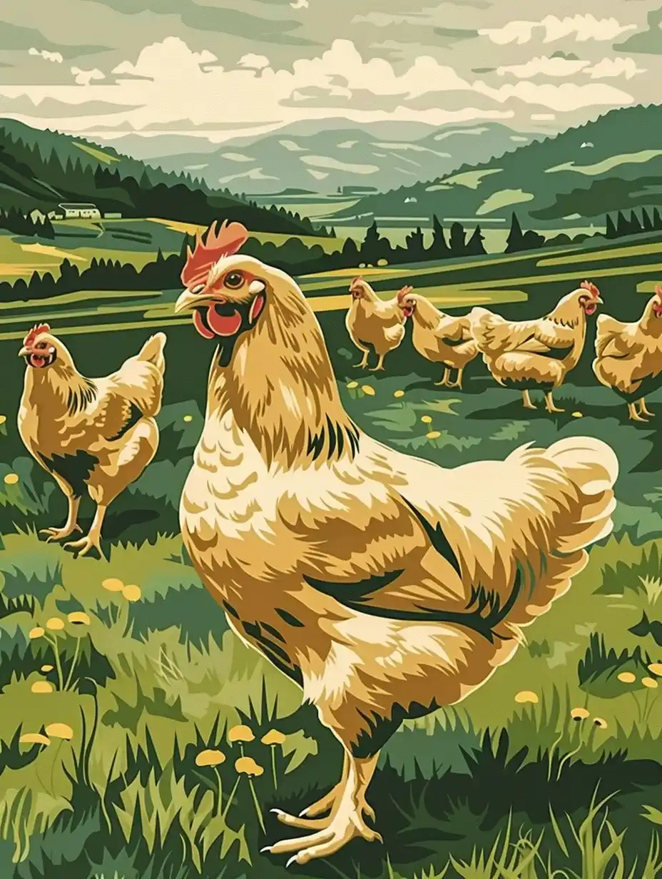 Clean Chicken Meadow Scene