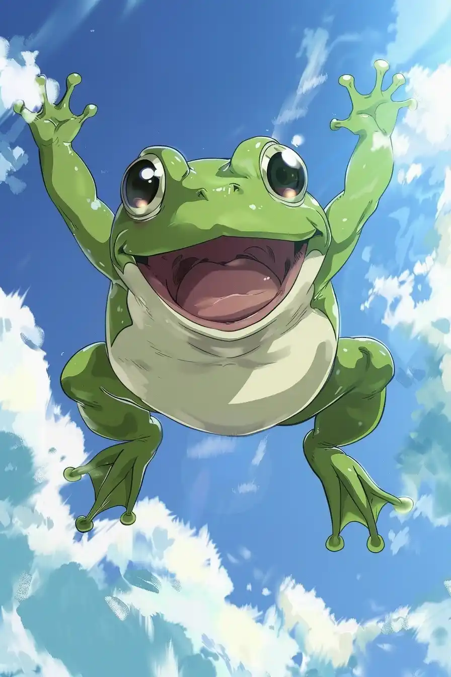 Kawaii Frog in Sky