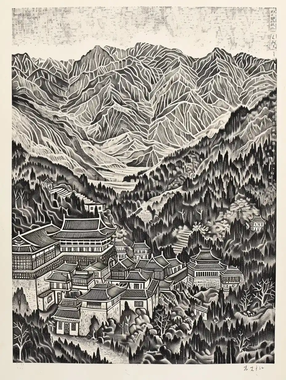 Engraved Tibetan Temples