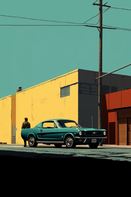 Gold and Cyan Mustang Movie Poster Illustration