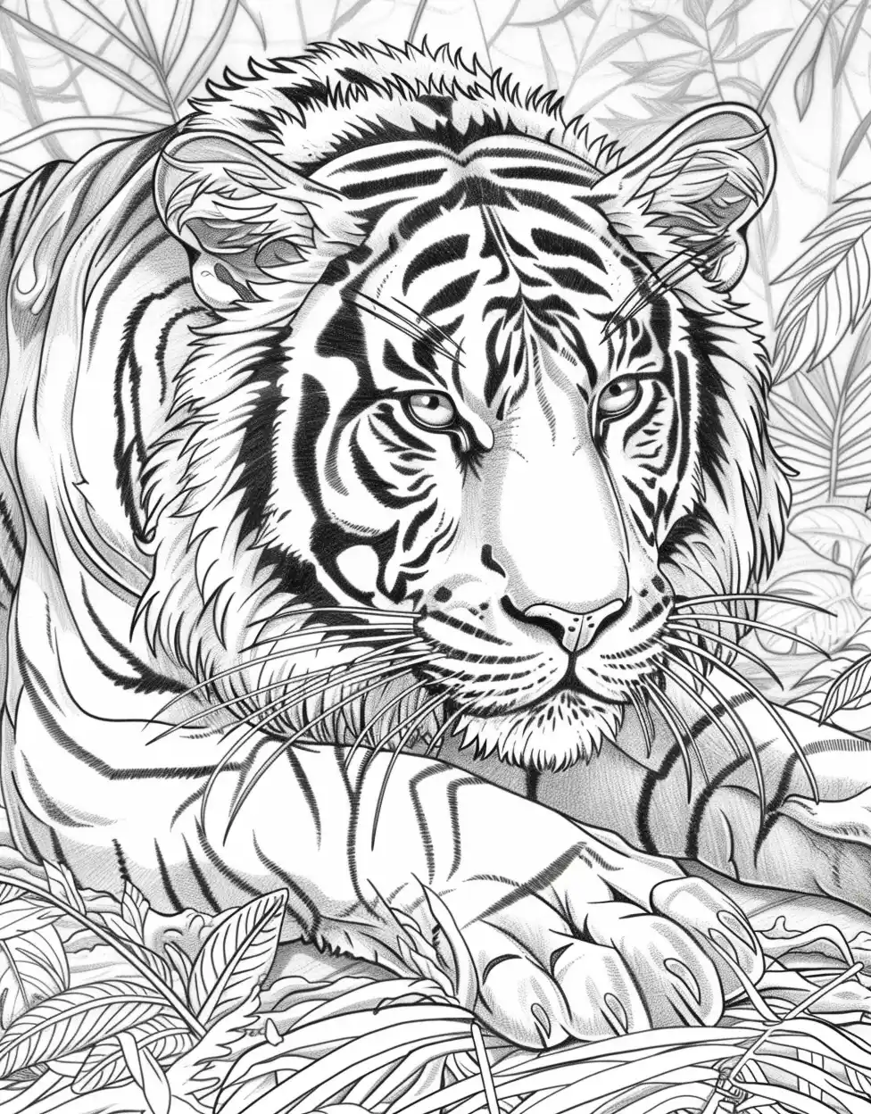Tiger in Detailed Coloring