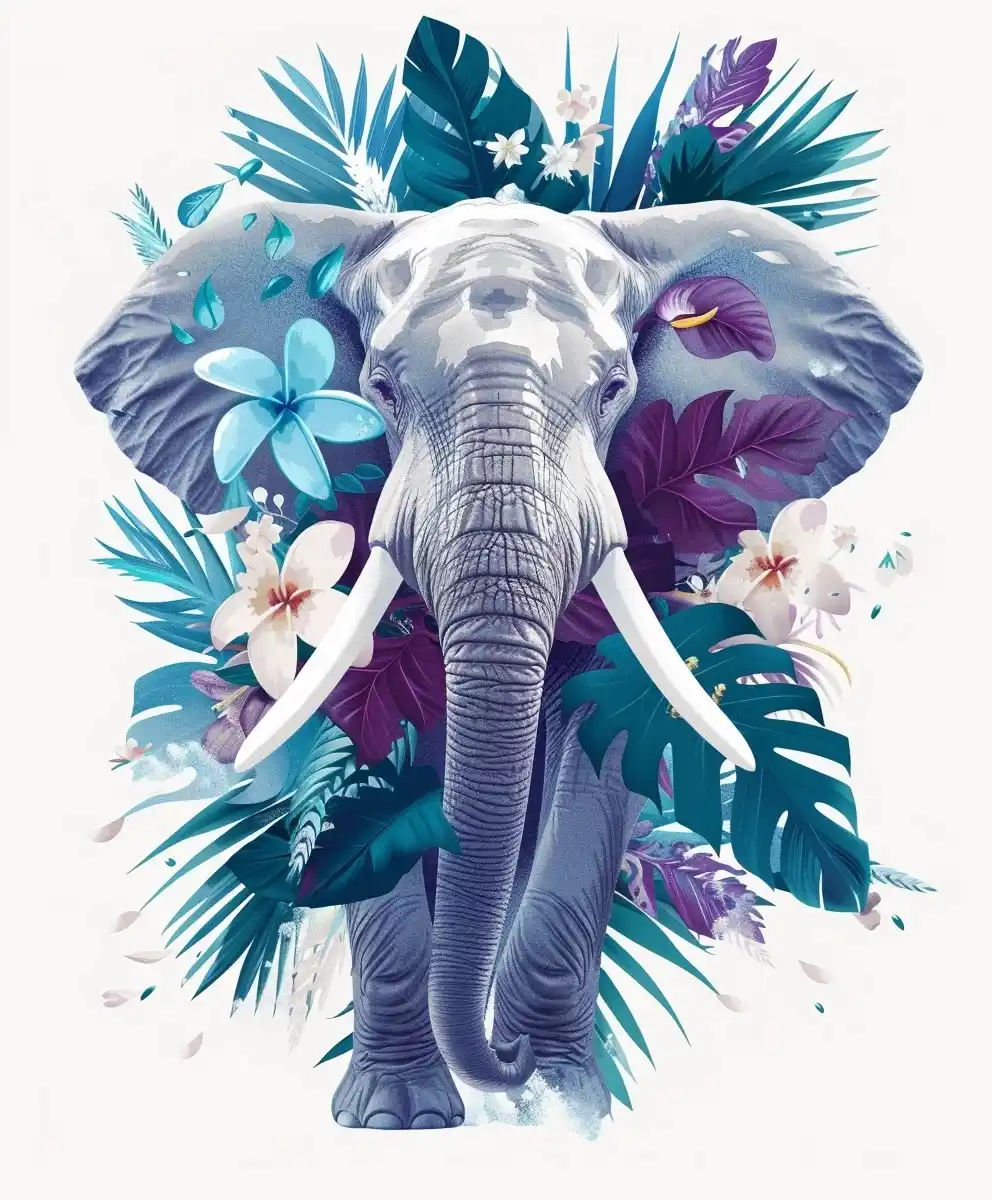 Whimsical Floral Elephant