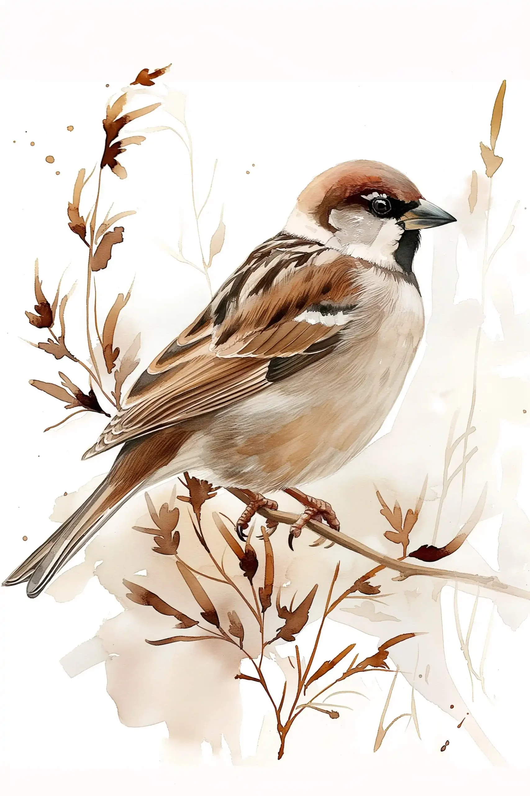 Watercolor Sparrow on Page