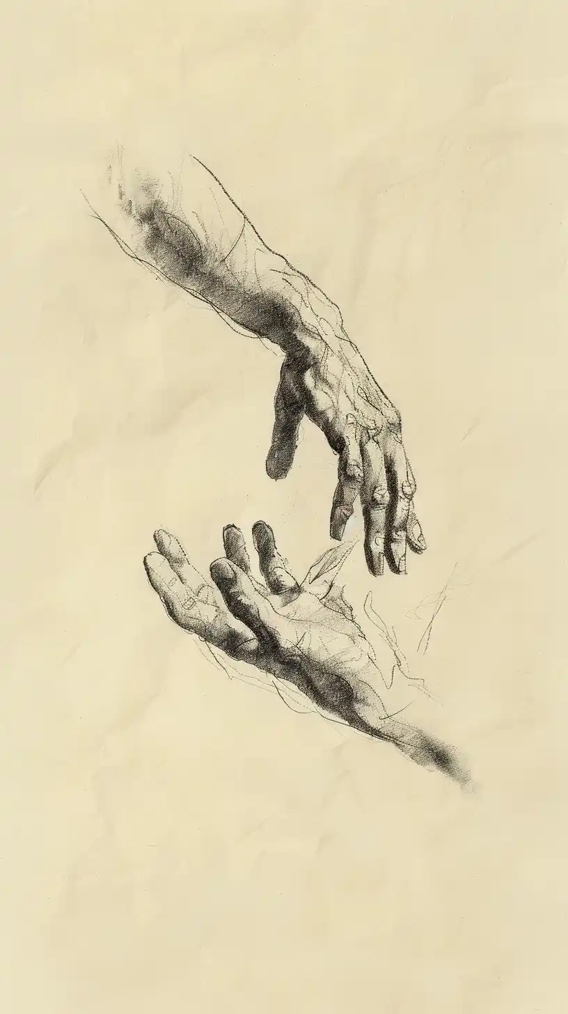 Minimalist Charcoal Hands Sketch