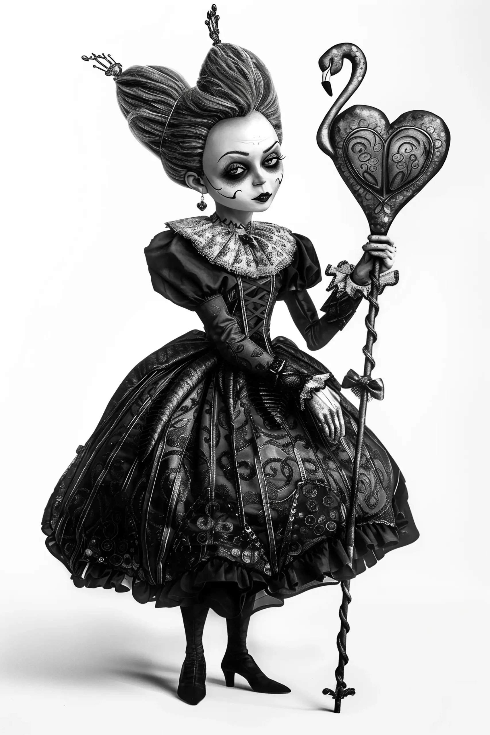 Monochrome Queen with Flamingo Scepter