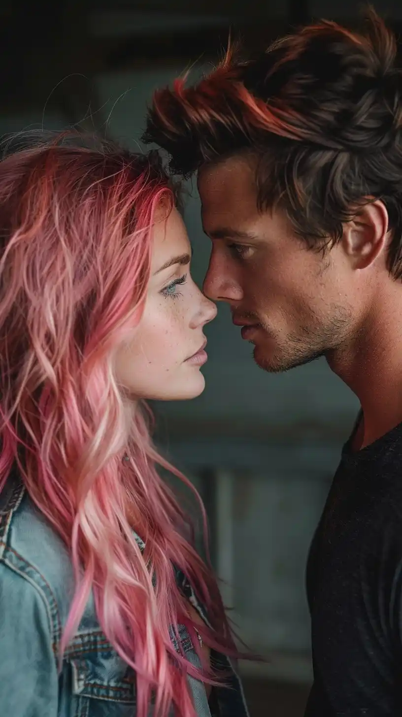Pink-Haired Model  Handsome Man