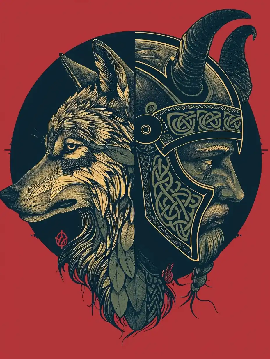 Vector Viking Wolf Duel
