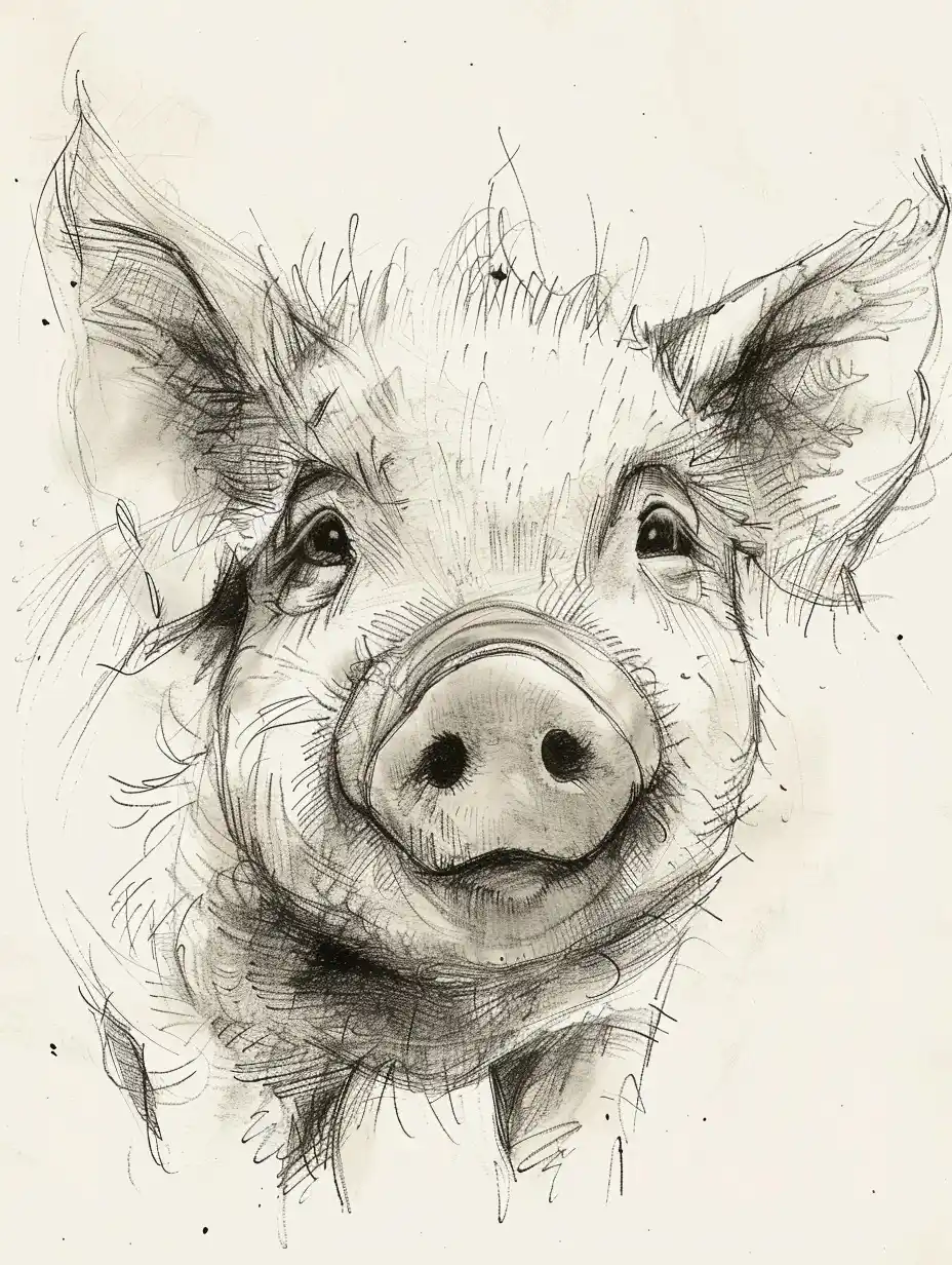 Expressive Pig Sketch