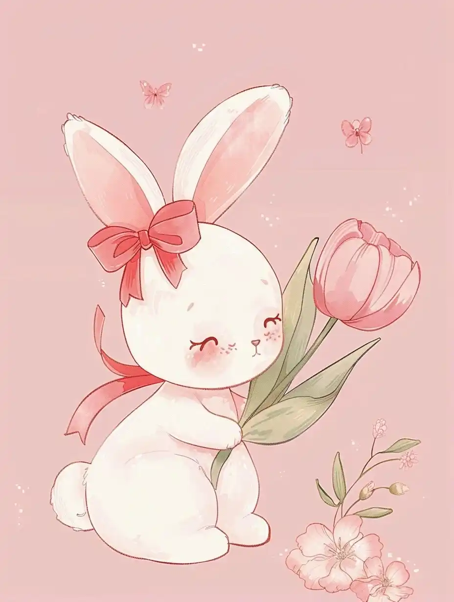 Kawaii Bunny with Tulip