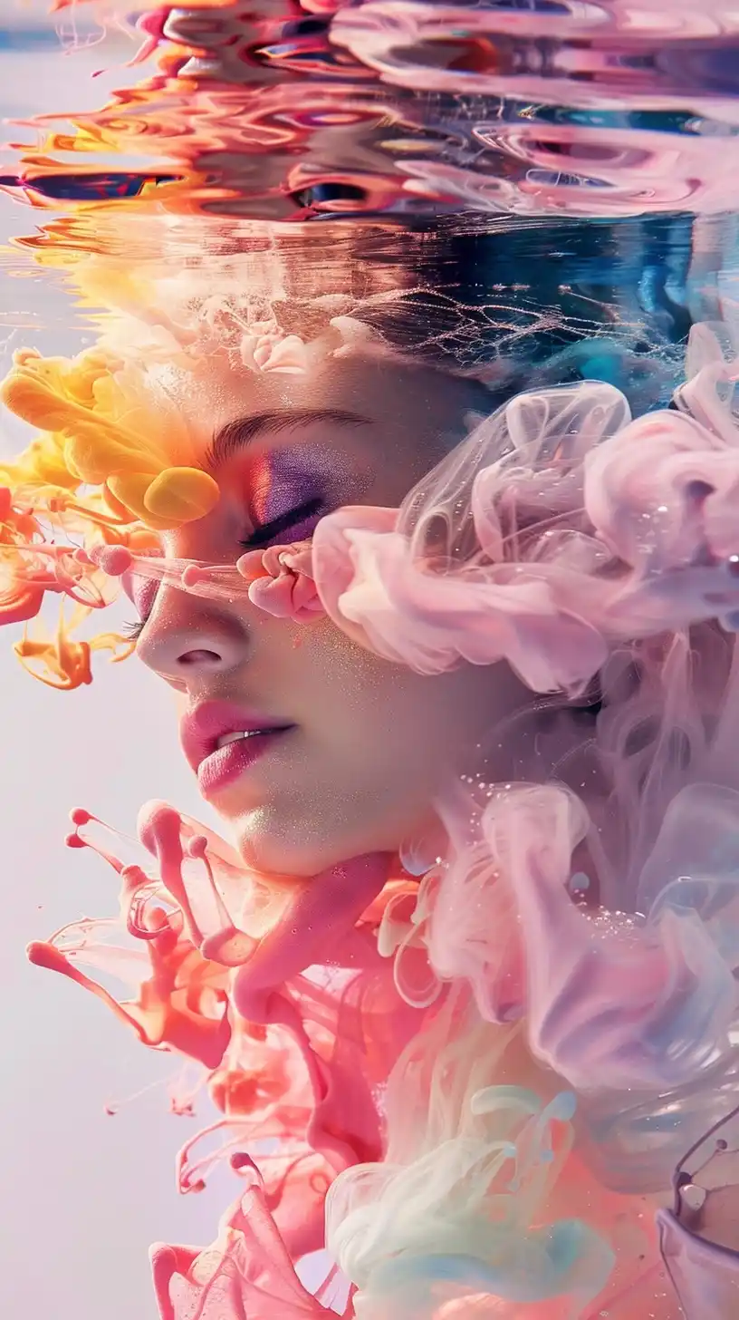 Vibrant Painted Model Underwater