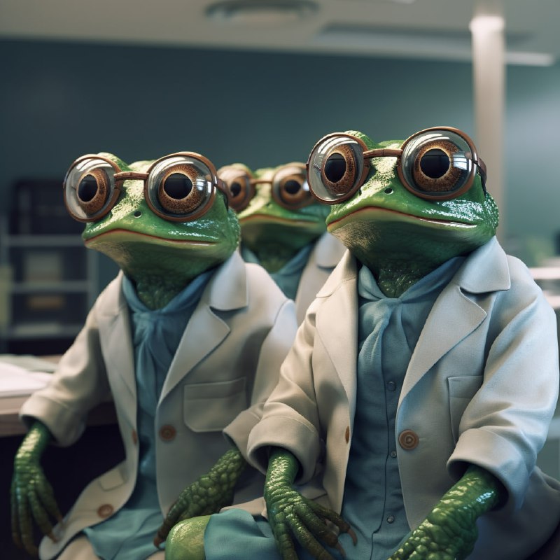 Frog Chief Physician on Hospital Rounds Photorealistic