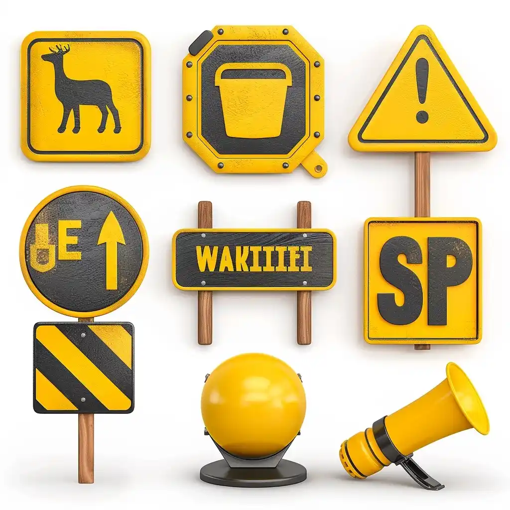 Yellow Warning Signs C4D