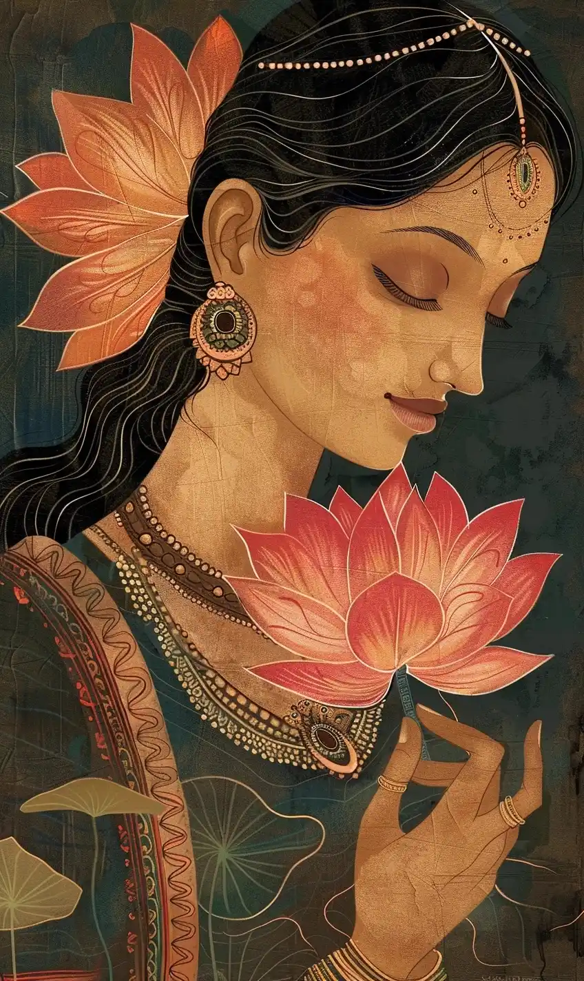 Ancient Lotus Woman Illustration