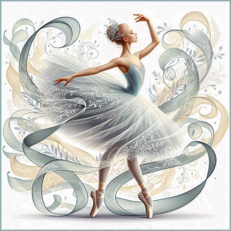 Classical Ballerina on Tiptoe Wrapped in Veils Illustration