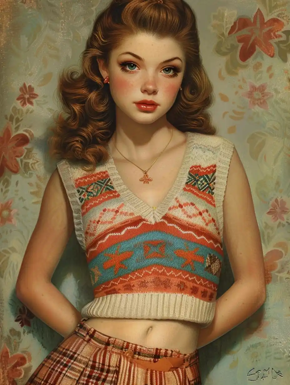 Vintage Fair Isle Pin-Up