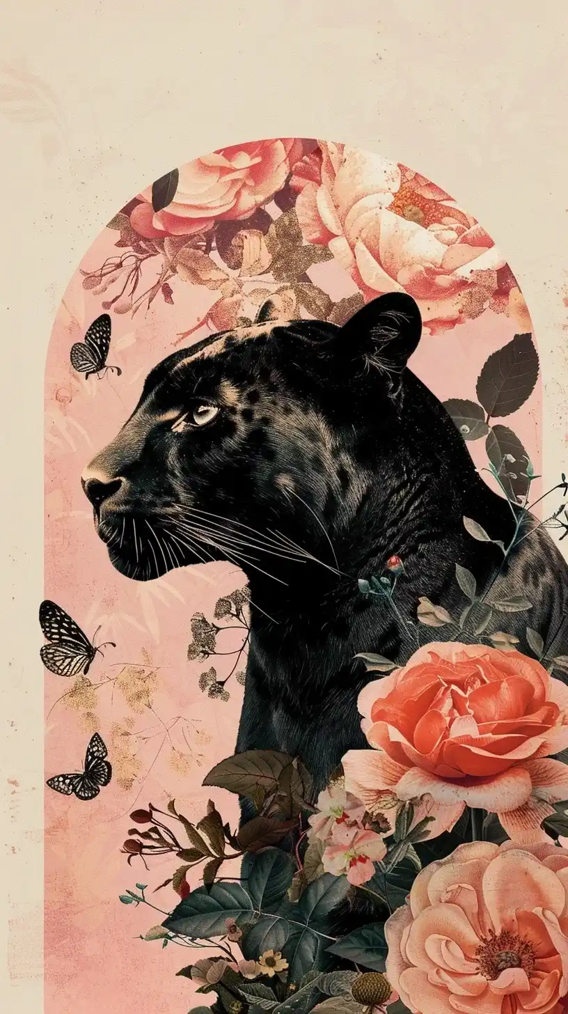 Floral Panther Collage