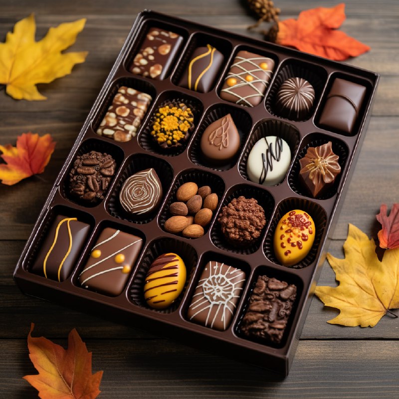 Fall-Themed Mixed Variety Box of Chocolates