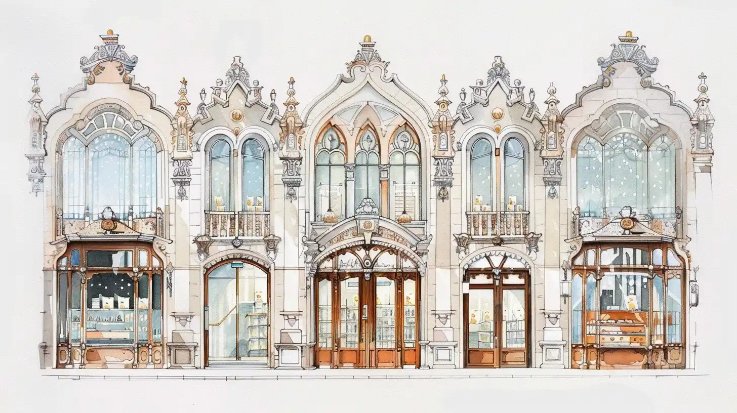 Ornate Storefronts Beaux-Arts Vignette