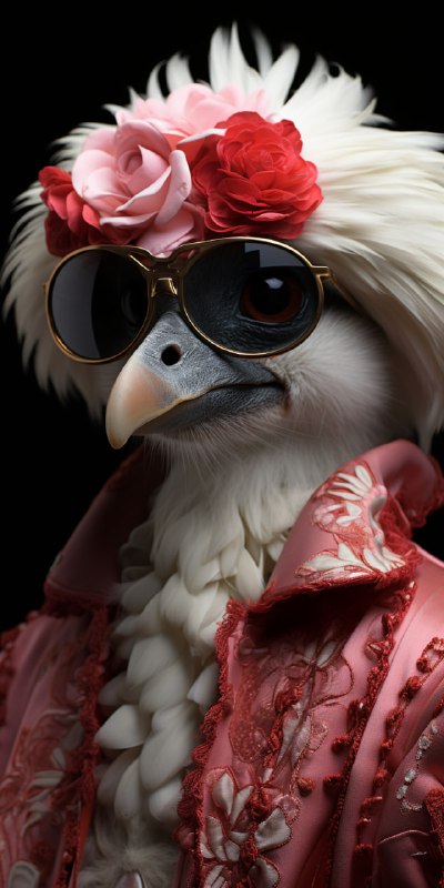 Animal in Designer Summer Dress on Black Background