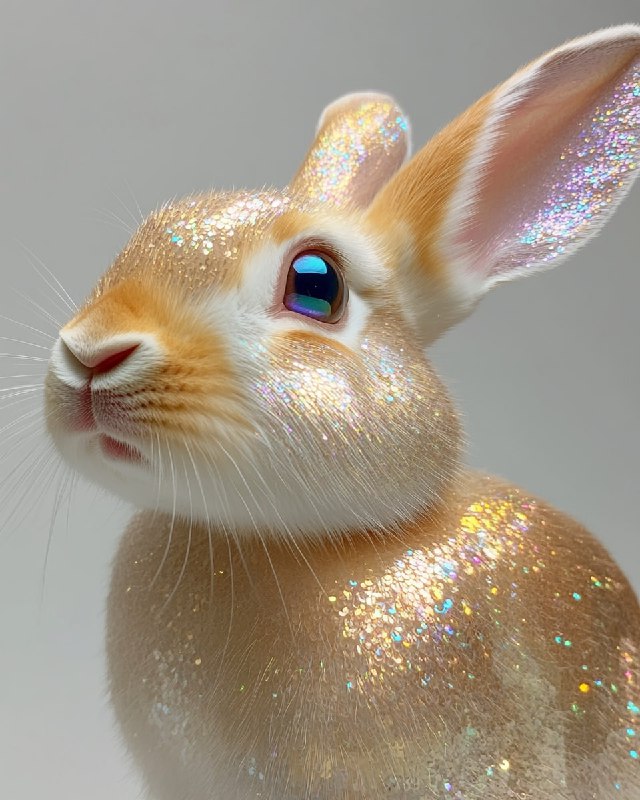 Hyperrealistic Bunny Rabbit with Sequin Fur