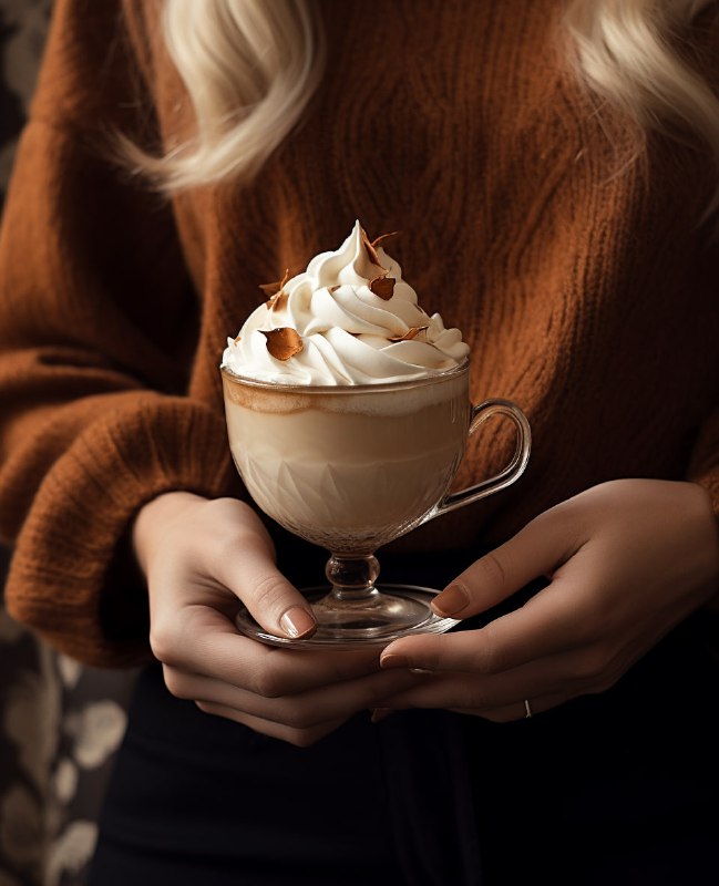 White Cup With Cinnamon and Whipped Cream Folk Art
