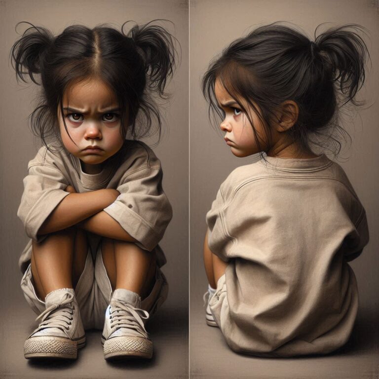 Furious Little Girl With Messy Pigtails Chalk Art