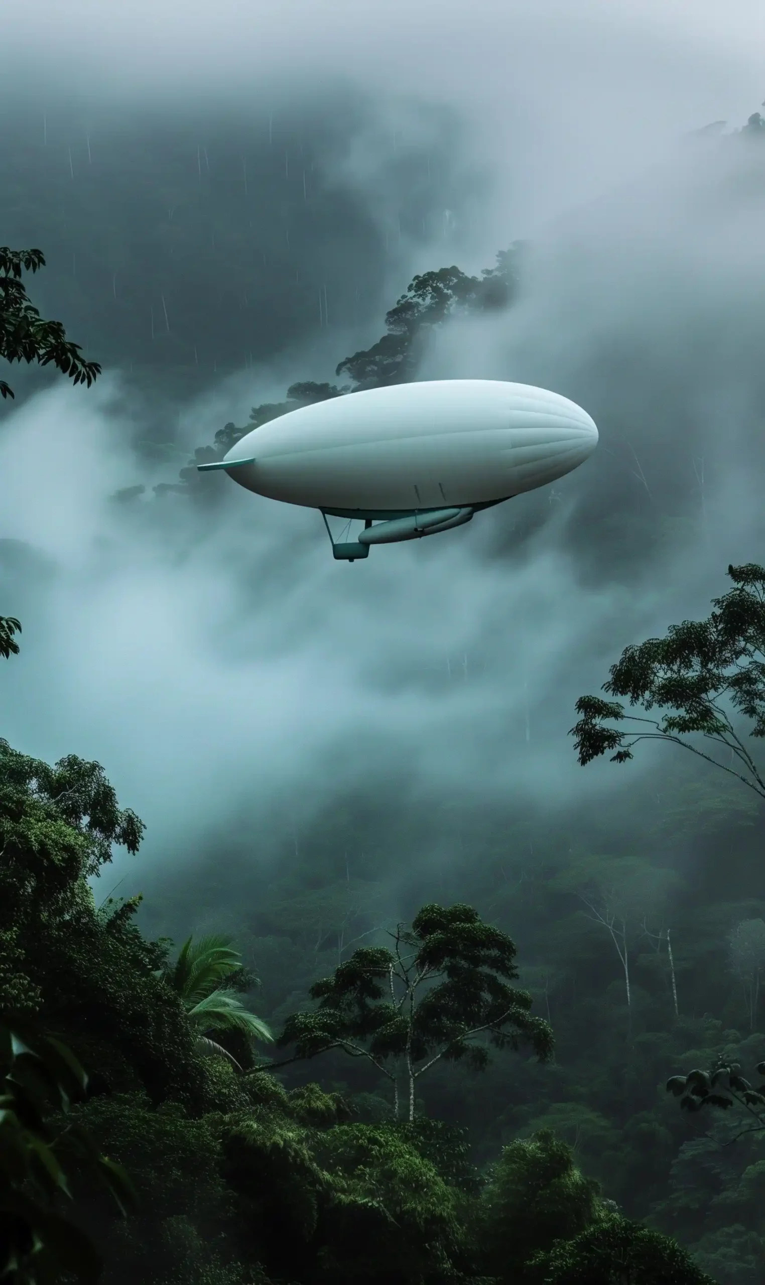 Minimalistic Blimp in Rainforest