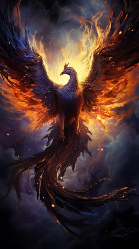 Cosmic Phoenix Man Hybrid Under Moonlight and Stars