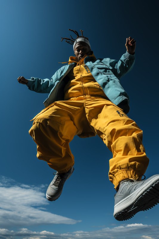 Man Jumping High in Hip Hop Style Commercial Photo