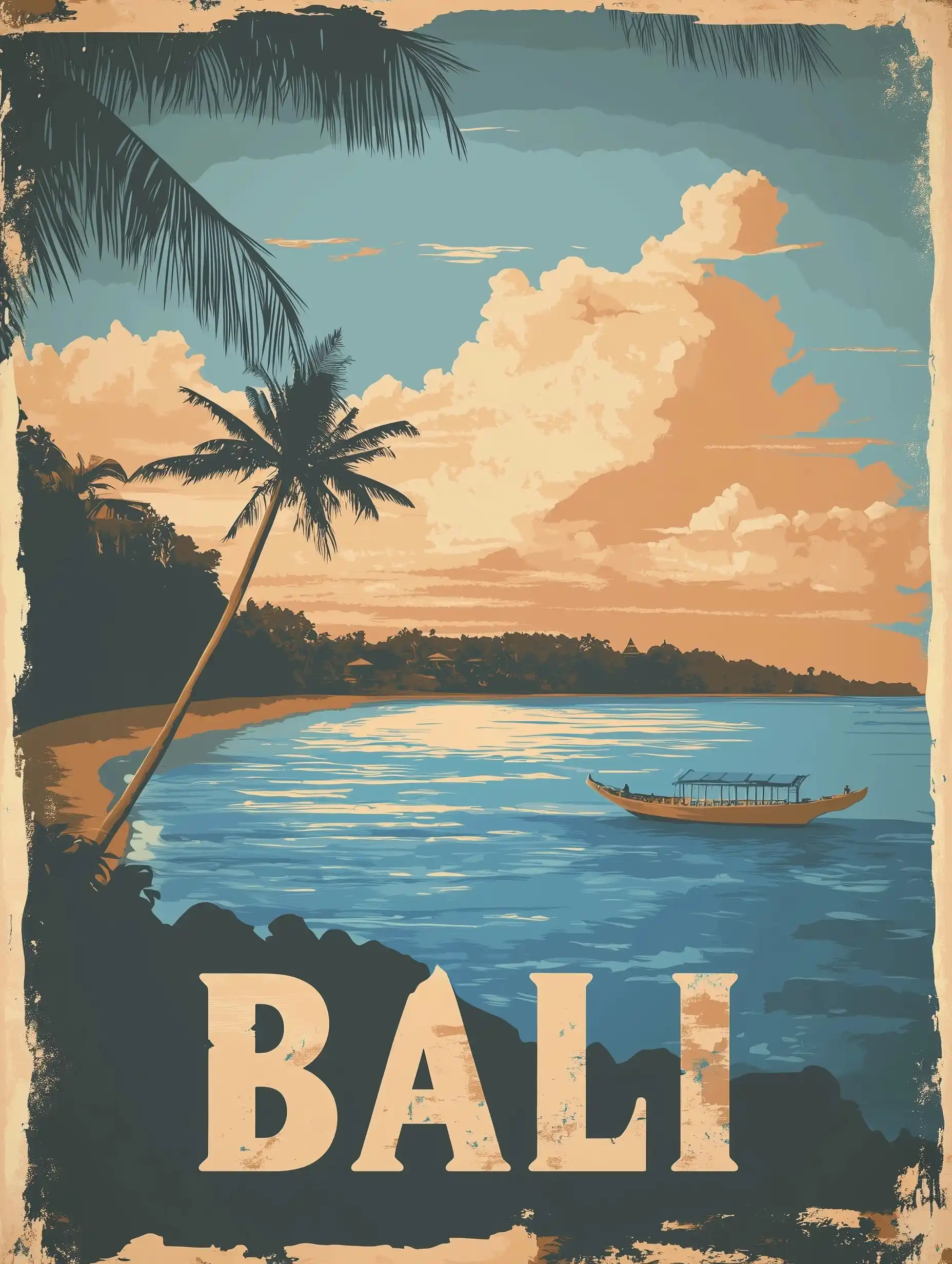 Vintage Bali Travel Poster