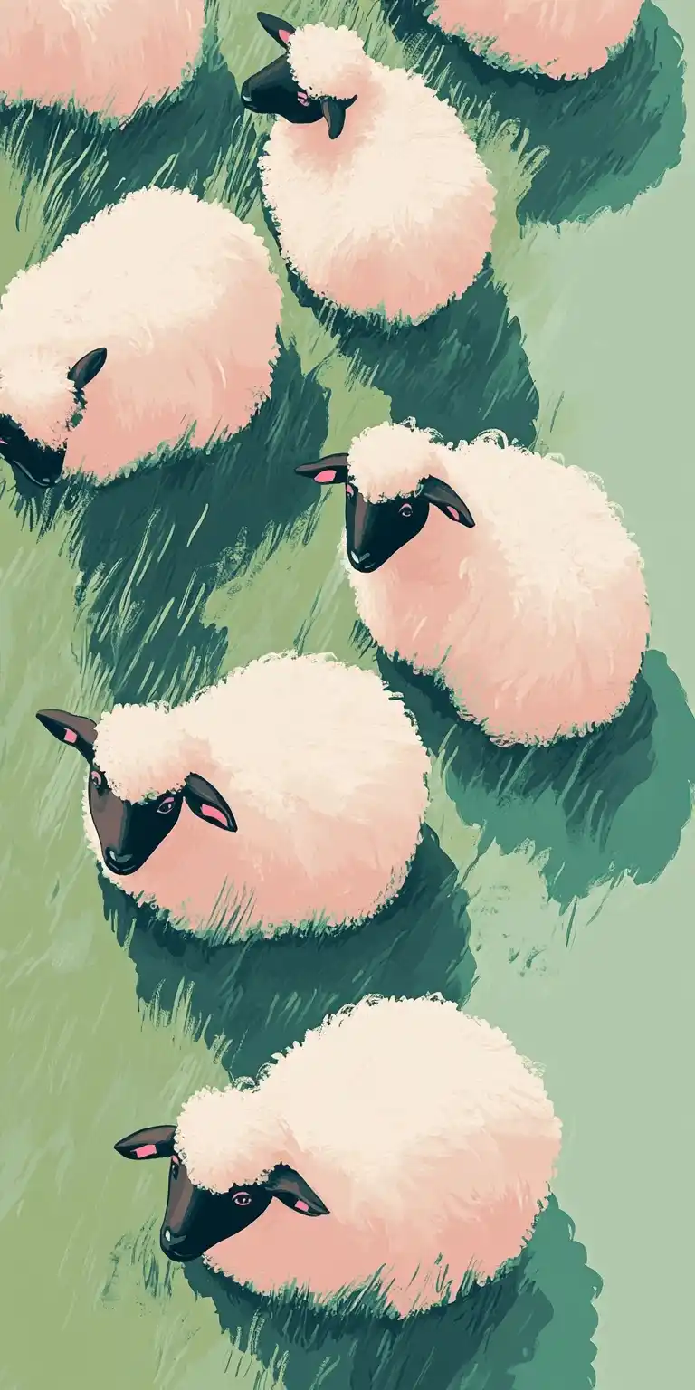 Minimalist Sheep on Grass