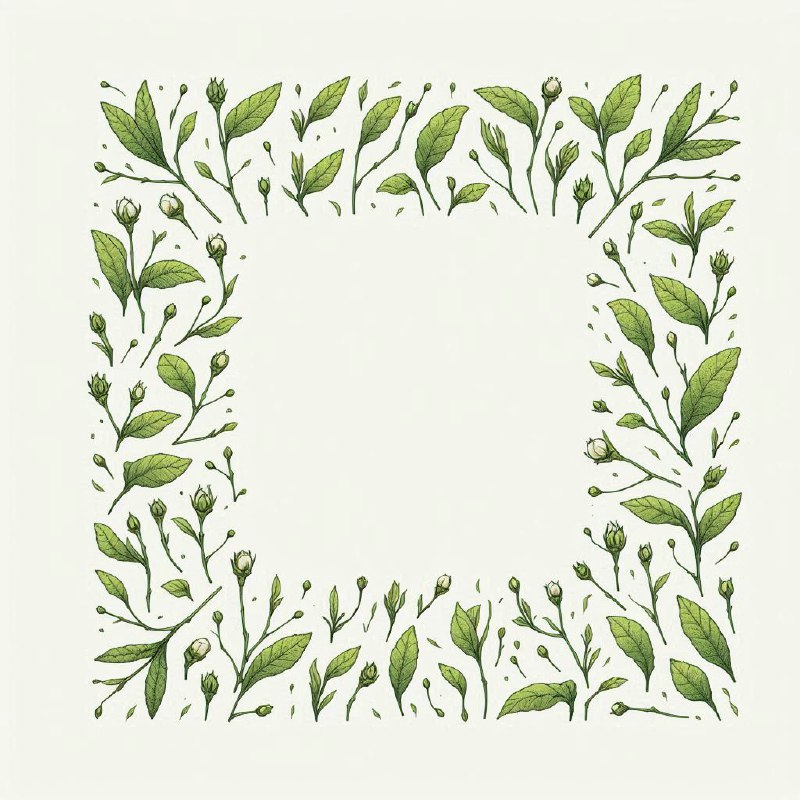 Green Tea Buds Arranged in Square Frame Pattern