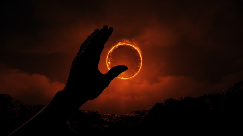 Hand Holding Annular Eclipse Dramatic Silhouette