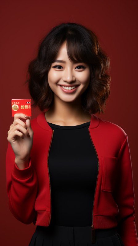 Smiling Chinese Woman's Hand Showing Credit Card