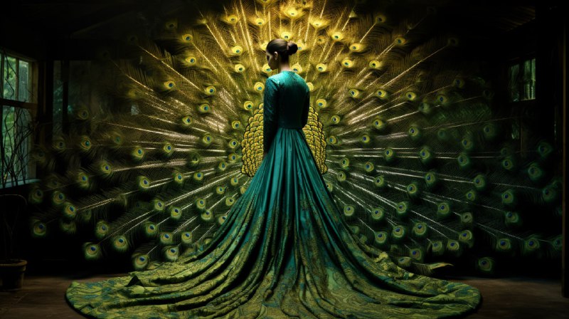 Tilda Swinton With Peacock Cinematic Fashion Photo