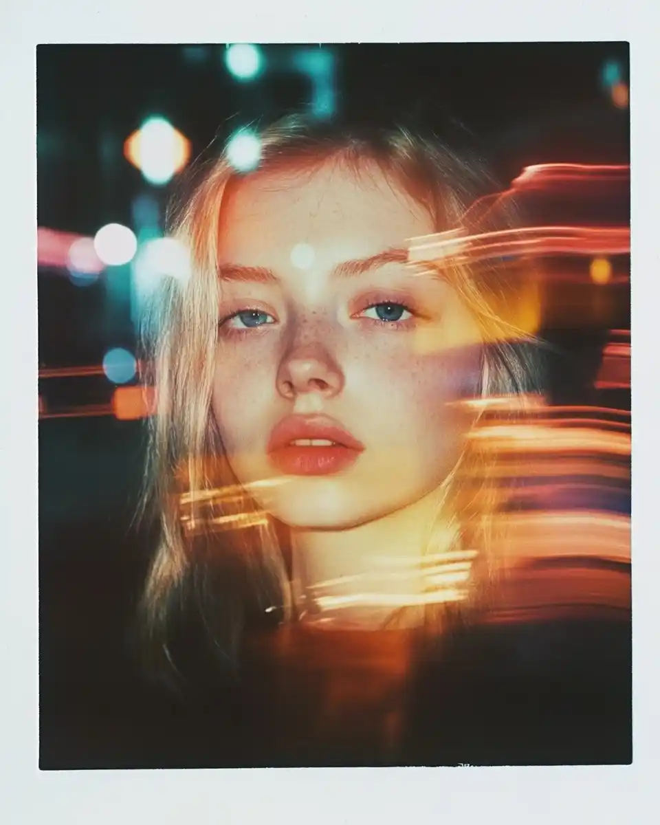 Futuristic City Girl Polaroid