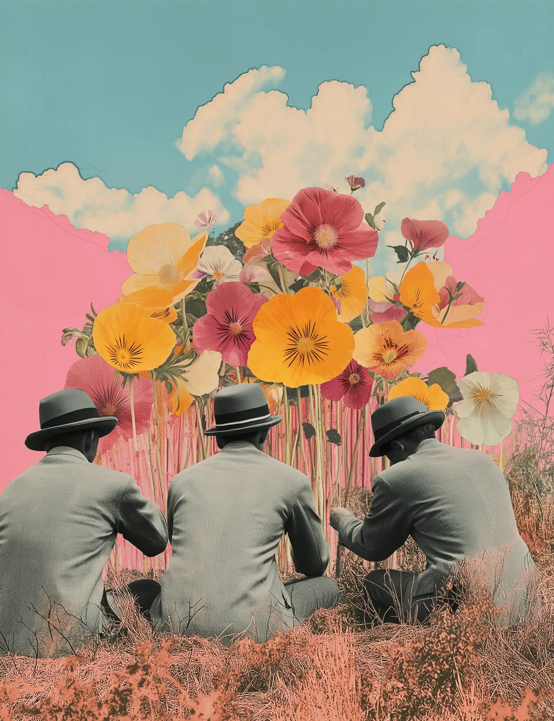 Bowler Hats with Floral Cascades