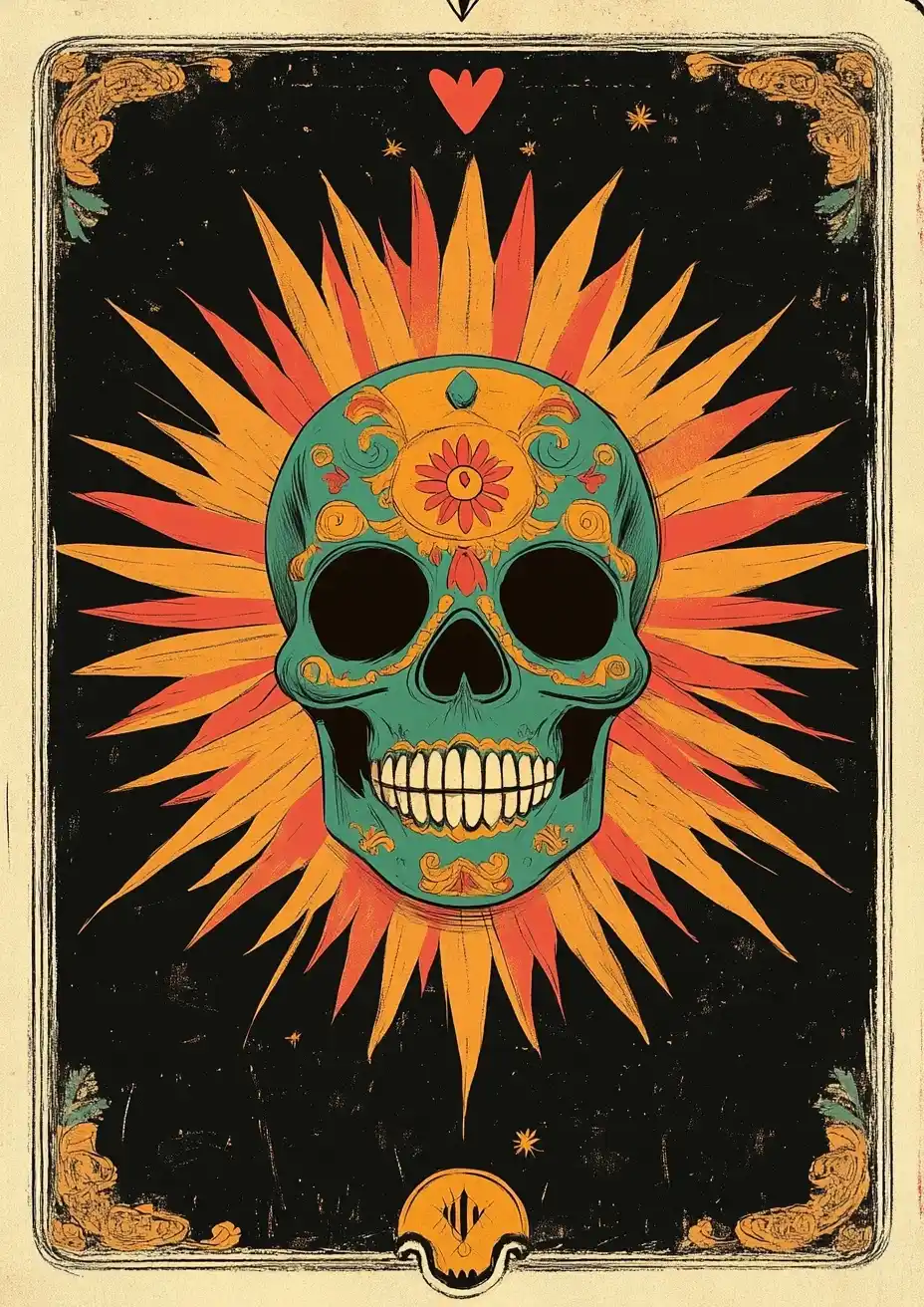 Vintage Tarot Skull Illustration