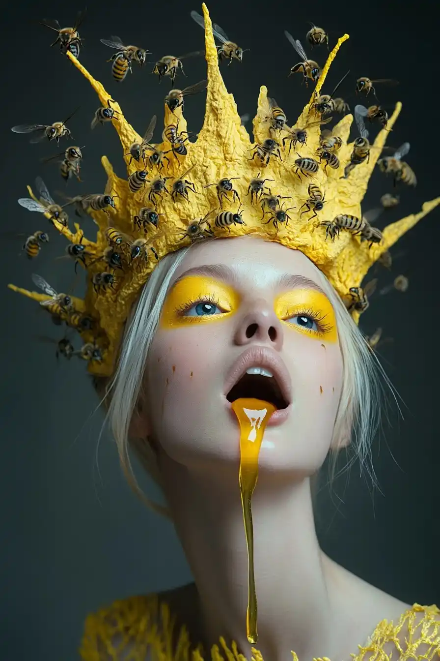 Hyperrealistic Woman with Bees
