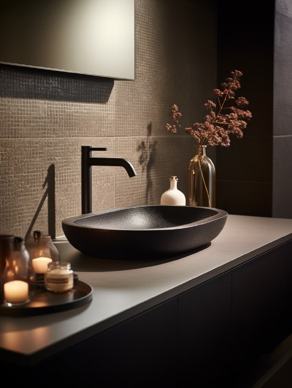 Modern Marble Bathroom Sink in Moody Chiaroscuro