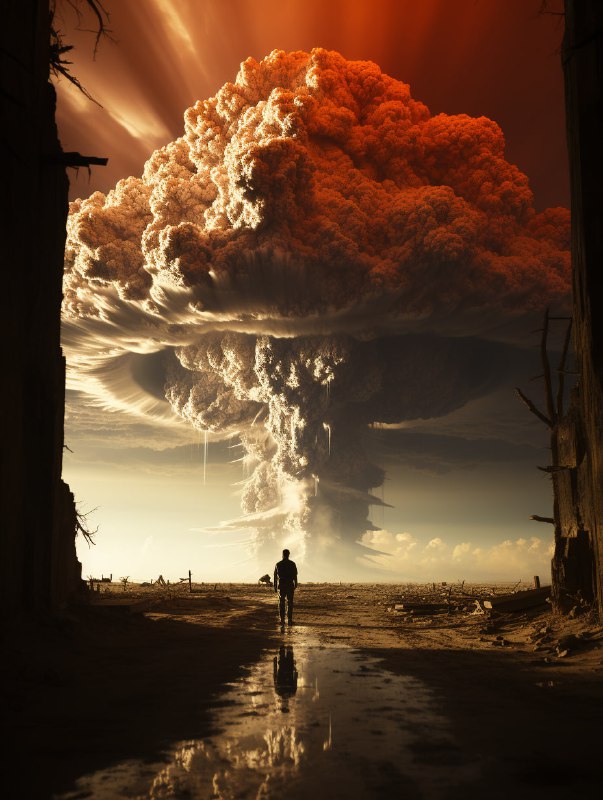 Oppenheimer Witnessing Atomic Test Double Exposure