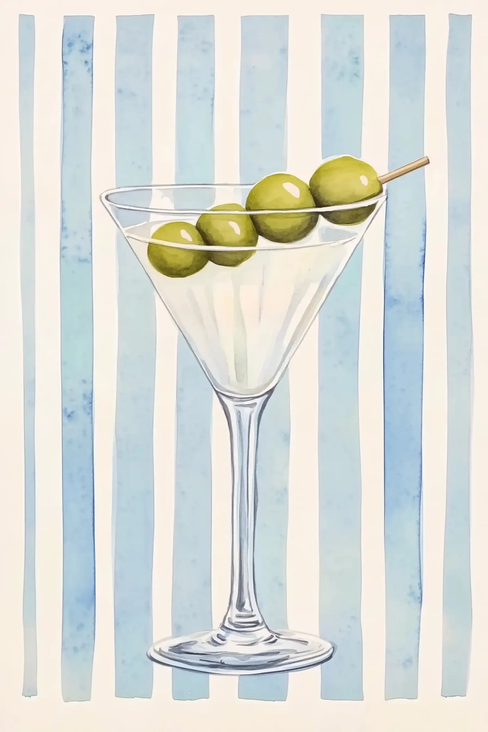 Vintage Martini Watercolour Illustration