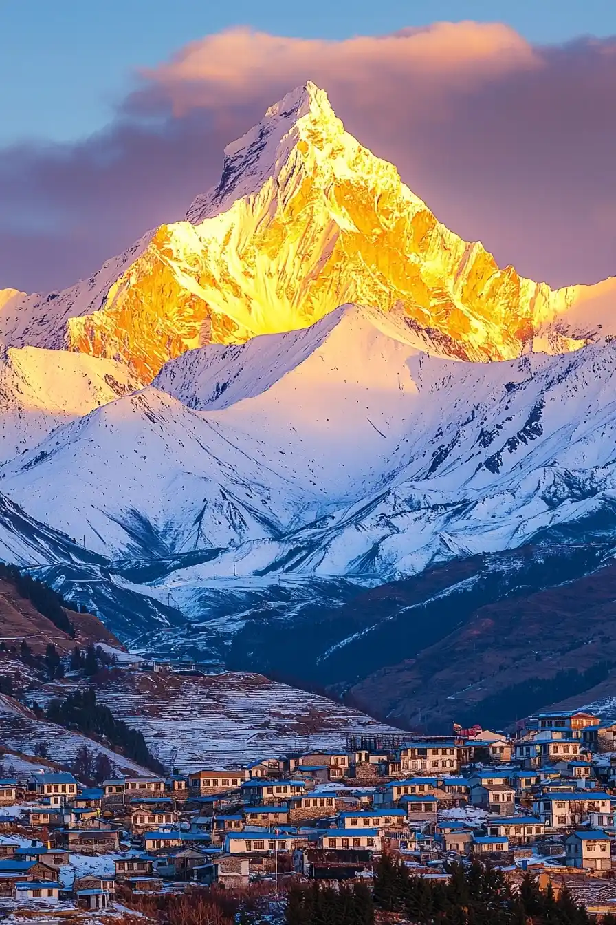 Golden Sunset Over Mountains