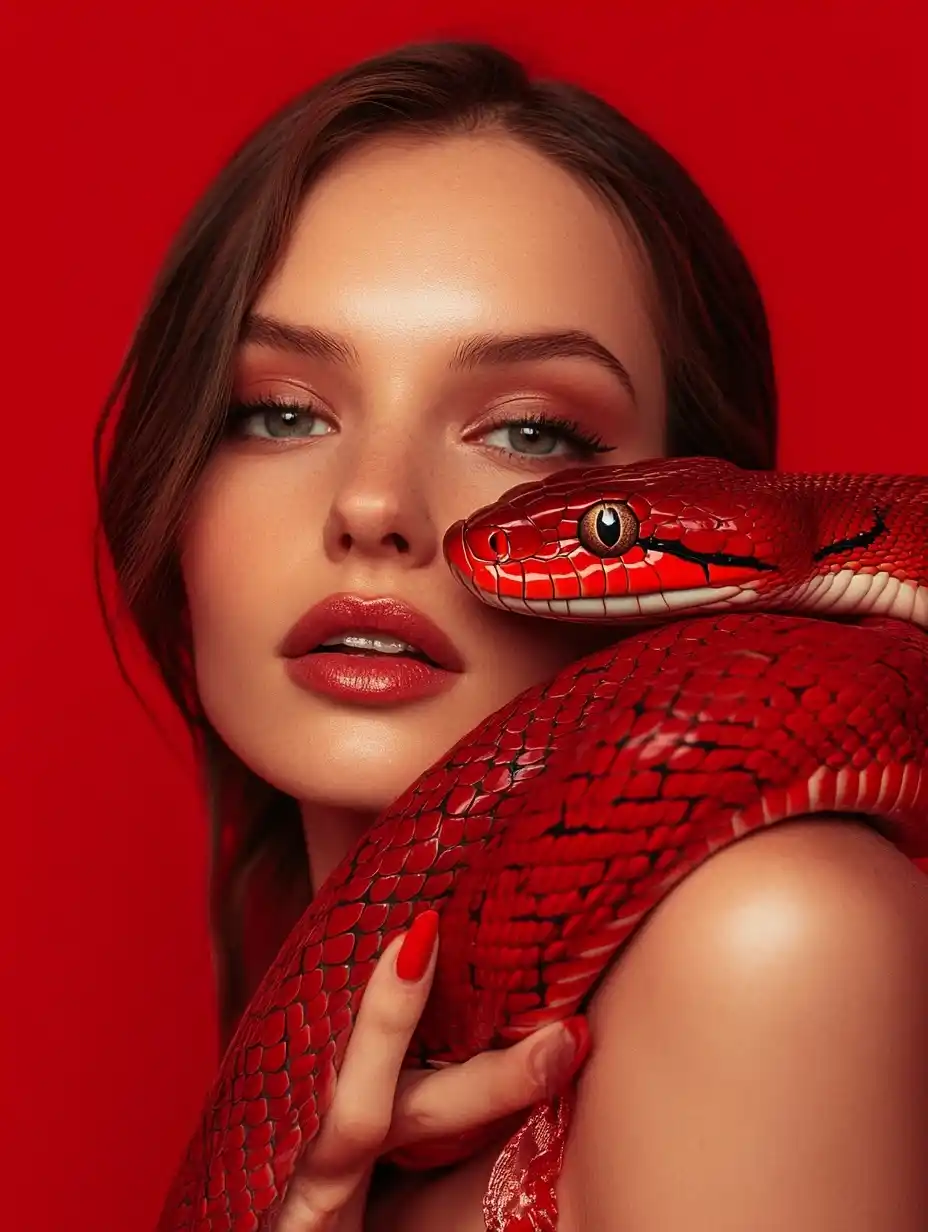 Woman and Red Snake Photography