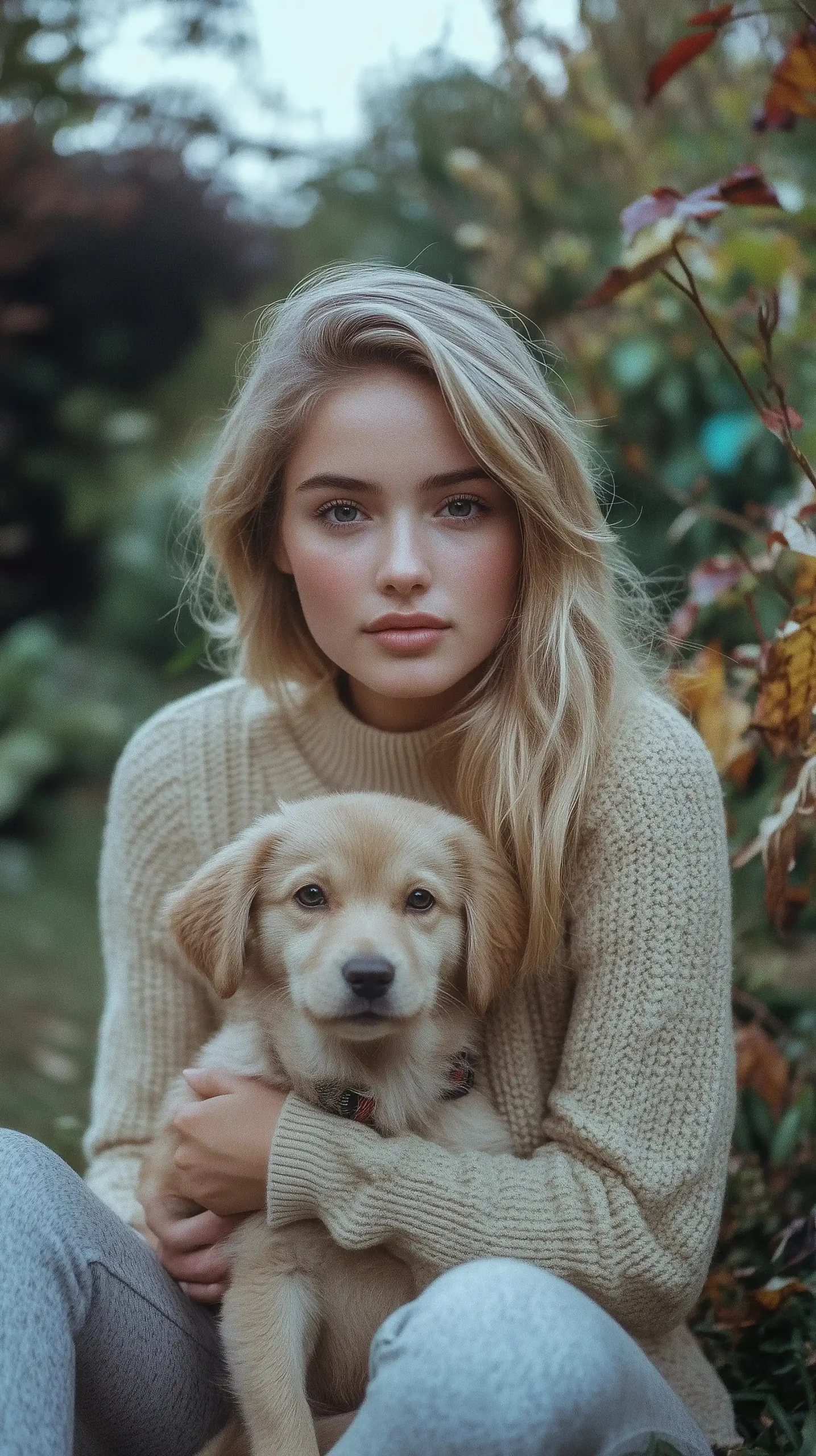 Blonde Lady in Garden