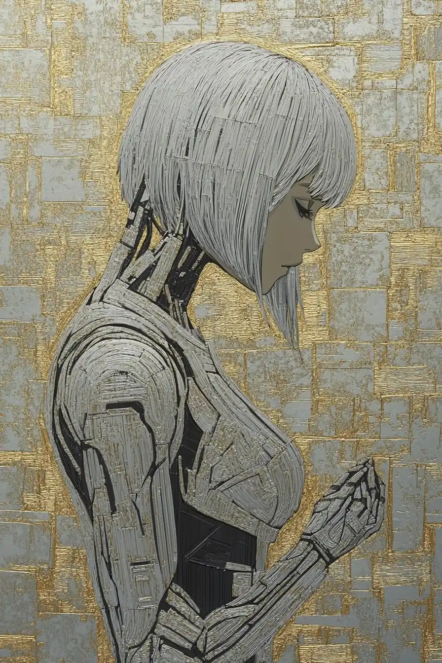 Cyborg Woman in Flat Design