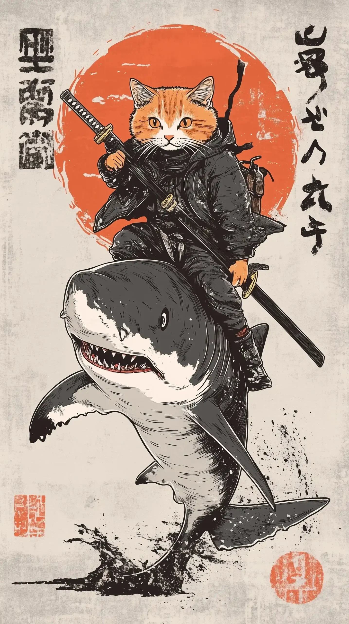 Vintage Vector Cat Shark