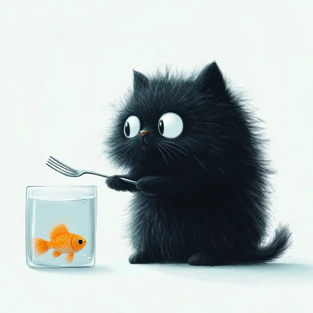 Cartoon Cat with Fork