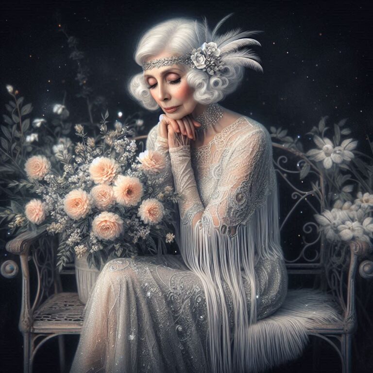 Elegant 80-Year-Old Woman in 1920s Feathered Headband