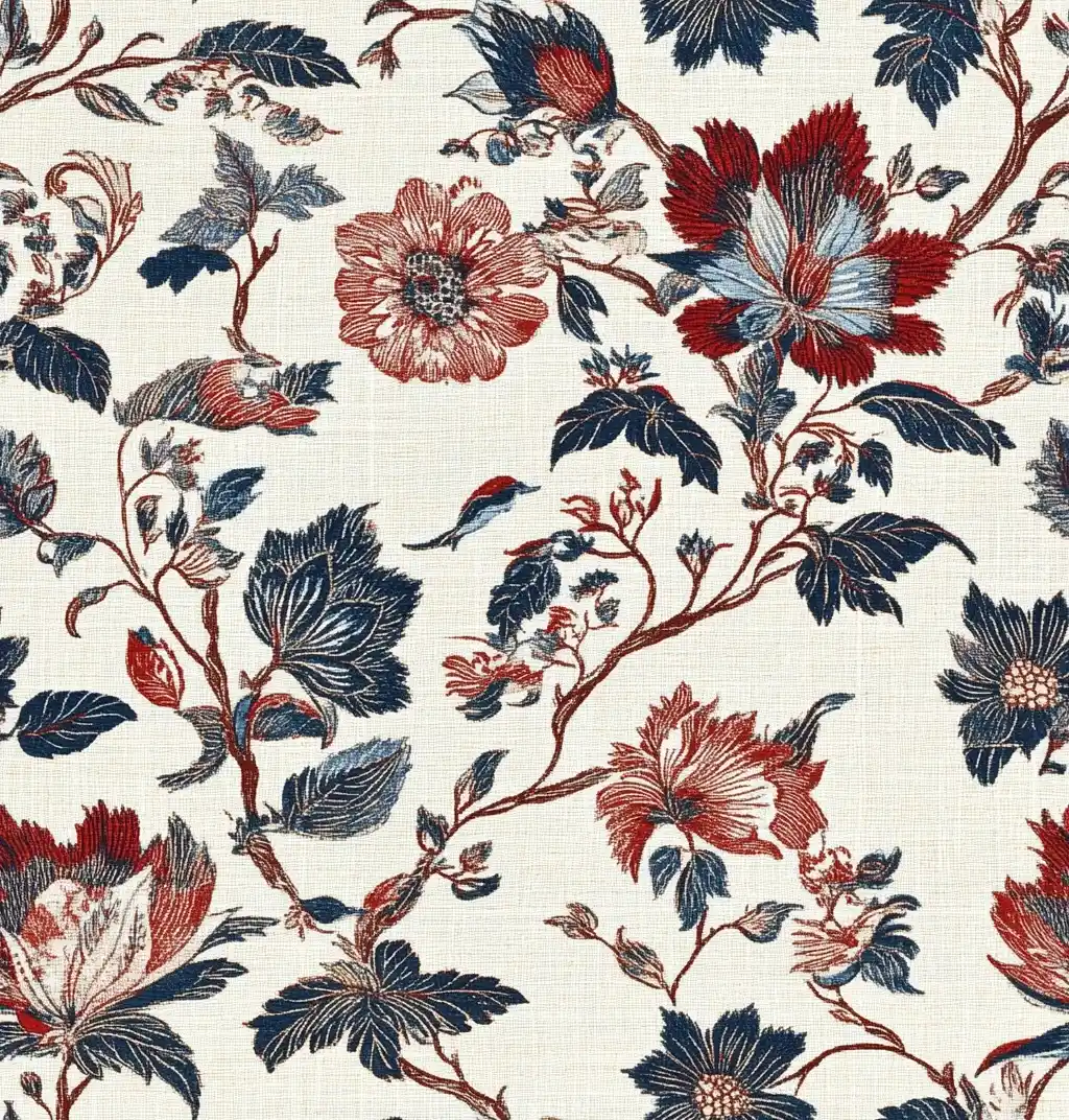 Elegant Floral Linen Fabric